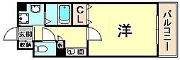 アミーグランコート三宮 1Kの間取図画像