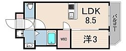 エスリードレジデンスグラン神戸三宮シティ 1LDKの間取図画像