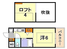 エステムコート三宮駅前ラドゥー 1Kの間取図画像