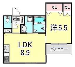 HEBELMAISONM 1LDKの間取図画像