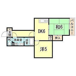エステートピア上沢 2DKの間取図画像