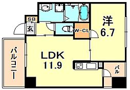 シー・クリサンス神戸 1LDKの間取図画像