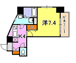 パシフィックレジデンス神戸八幡通 1Kの間取図画像