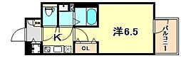 エスリード神戸三宮 1Kの間取図画像