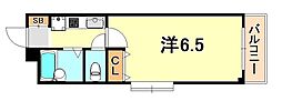 AuroraCourt兵庫駅前 1Kの間取図画像