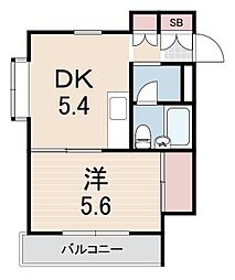 王子パークハイツ 1DKの間取図画像