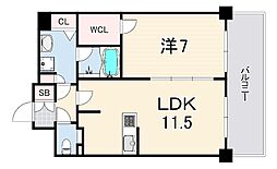 プレサンスTHE神戸 1LDKの間取図画像