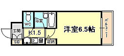 エスリード三宮第3 1Kの間取図画像