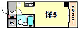 ライオンズマンション三宮 ワンルームの間取図画像