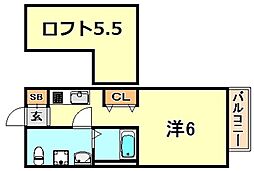 ラ・ヴィータ川西 1Kの間取図画像