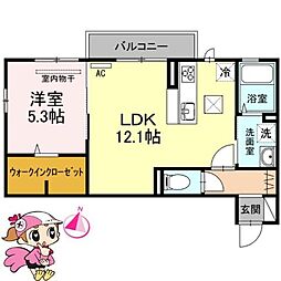 プロヴァンス 1LDKの間取図画像