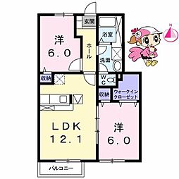 ルミナス北島A 2LDKの間取図画像
