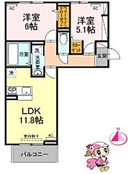 ハーベストck 2LDKの間取図画像
