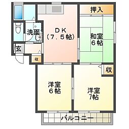 メゾンパーク中村A 3DKの間取図画像
