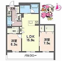 徳島県徳島市沖浜東１丁目（賃貸マンション2LDK・2階・76.75㎡） その2