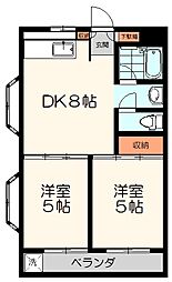 共栄マンション 2DKの間取図画像