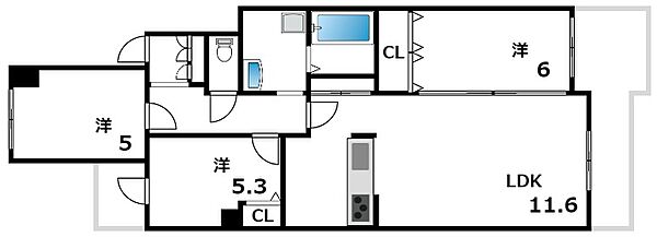 ロイヤル芦屋松浜 ｜兵庫県芦屋市松浜町(賃貸マンション3LDK・2階・71.68㎡)の写真 その2