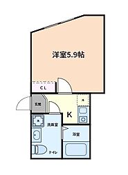 グリーンカーサ六浦2 1Kの間取図画像