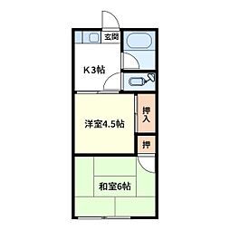 第三八千代荘 2Kの間取図画像