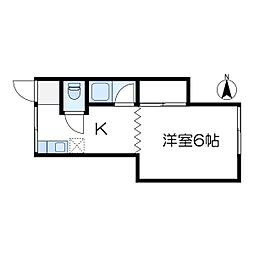 栗谷コーポ 1Kの間取図画像