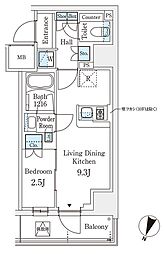PARKAXIS横浜阪東橋 1LDKの間取図画像