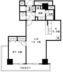 OceanTower 1LDKの間取図画像