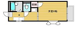 オルキス 1Kの間取図画像