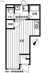 イクシオ下丸子 1階ワンルームの間取り