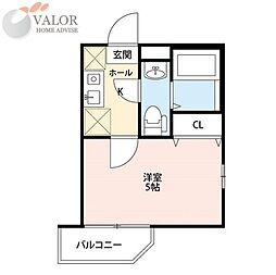 ウェルコーポ星川 1Kの間取図画像