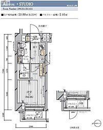 メインステージ多摩川3 1Kの間取図画像