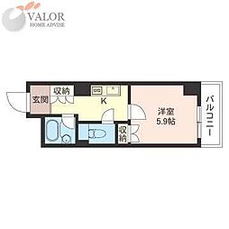 エスティメゾン川崎 1Kの間取図画像