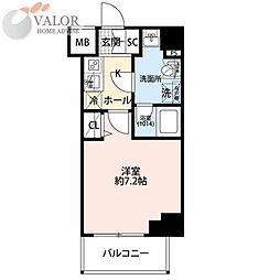 プレール・ドゥーク横濱子安 1Kの間取図画像