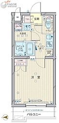 ルーブル武蔵中原弐番館 1Kの間取図画像