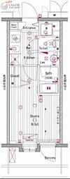 グランド・ガーラ横濱元町 1Kの間取図画像