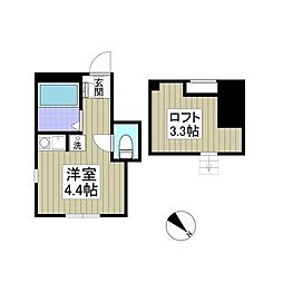 ユナイト末吉オーテンジオの杜 ワンルームの間取図画像