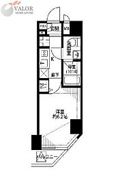 プレール・ドゥーク川崎 1Kの間取図画像