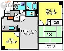 コンフォール元住吉 3LDKの間取図画像