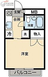 アービラ鶴見A 1Kの間取図画像
