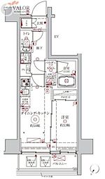クレイシアIDZ川崎ザ・テラス 1DKの間取図画像
