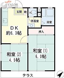 ハタハイツ 2DKの間取図画像
