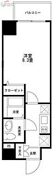 コモド川崎 1Kの間取図画像