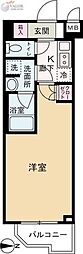 ルーブル武蔵中原伍番館 1Kの間取図画像