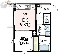 レジーナ川崎 1DKの間取図画像