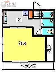 第八むさしマンション 1Kの間取図画像