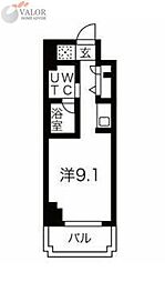 スパシエ東神奈川 ワンルームの間取図画像