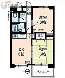 カピトール川崎1 2DKの間取図画像