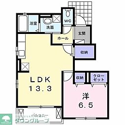 JR相模線 下溝駅 徒歩5分の賃貸アパート 1階1LDKの間取り
