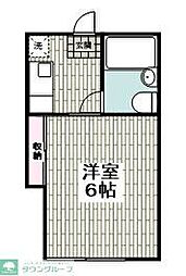 サンパレス第2東林間 1Kの間取図画像