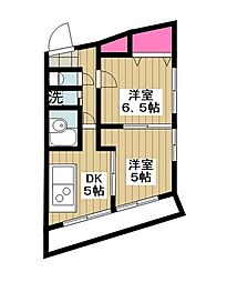 タックビル3 2DKの間取図画像