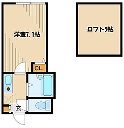 シェリルキューブ 1Kの間取図画像